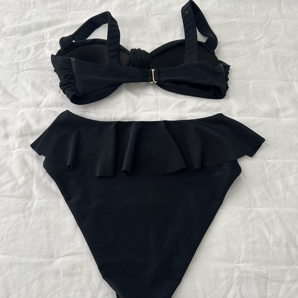 Beach Riot Black Ribbed Bikini Top and Bottom - Picture 4 of 5